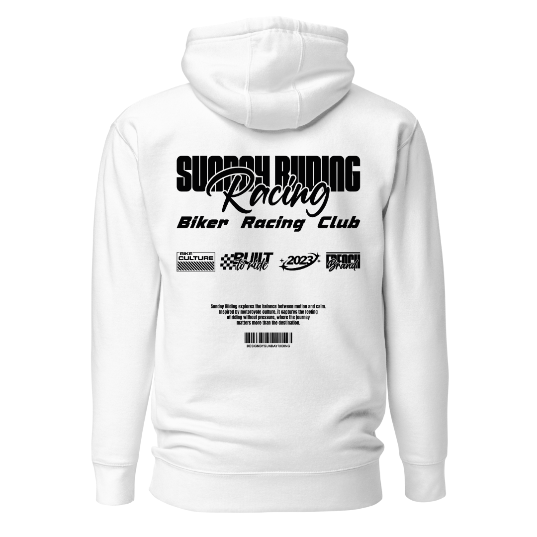 Hoodie Unisexe Blanc SR Racing Club