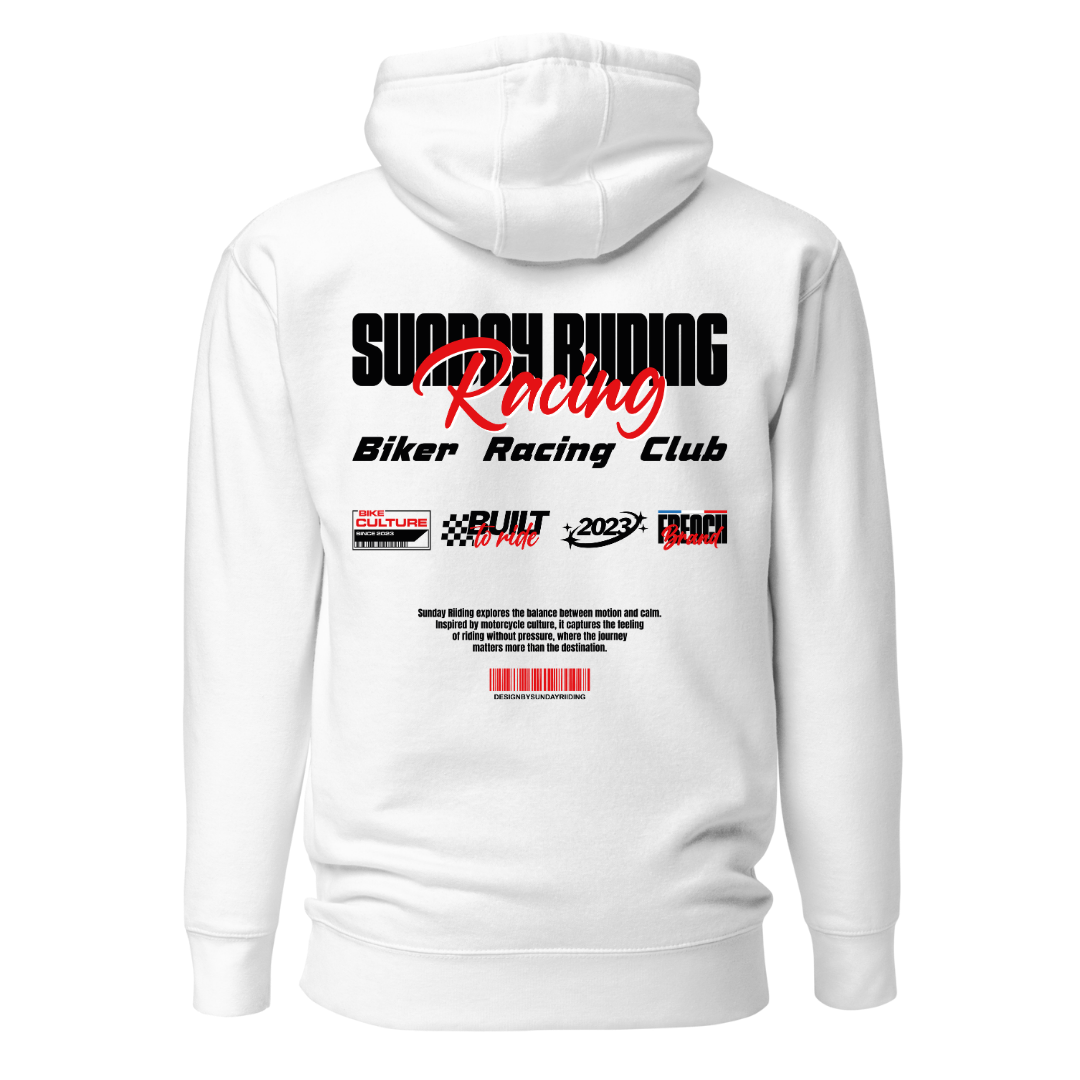 Hoodie Unisexe Blanc SR Racing Club