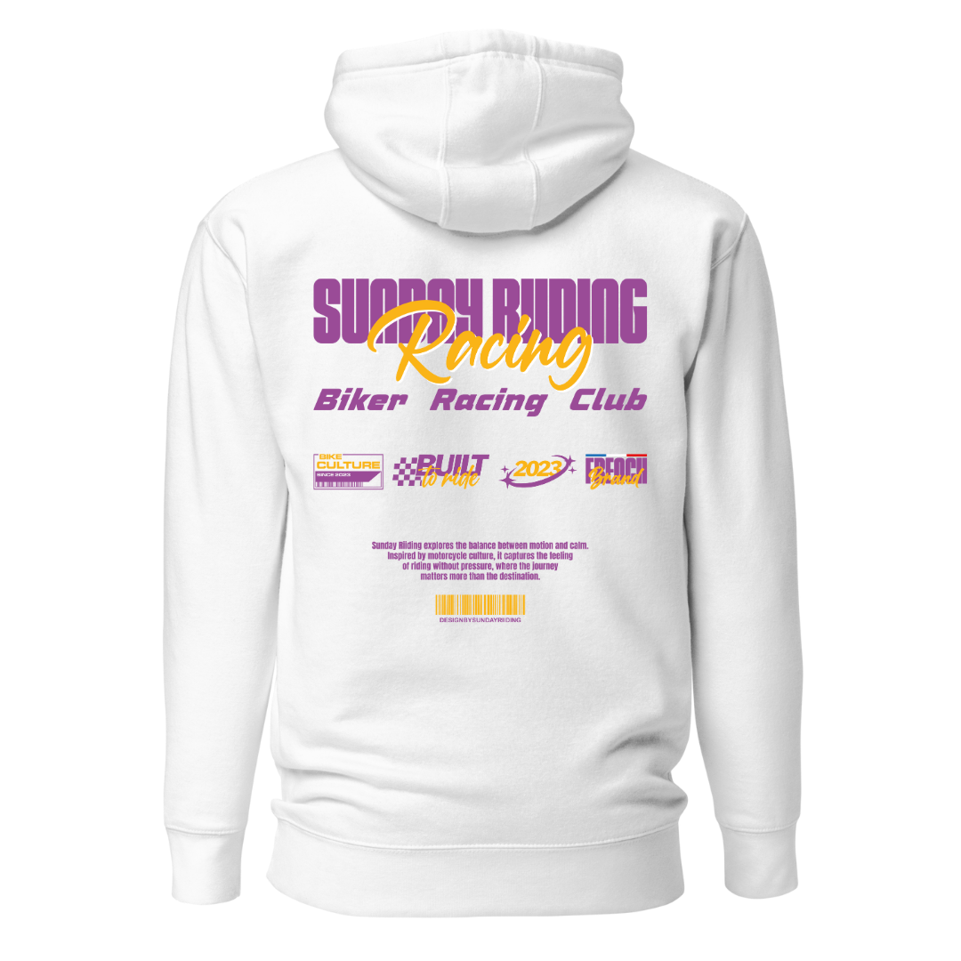 Hoodie Unisexe Blanc SR Racing Club