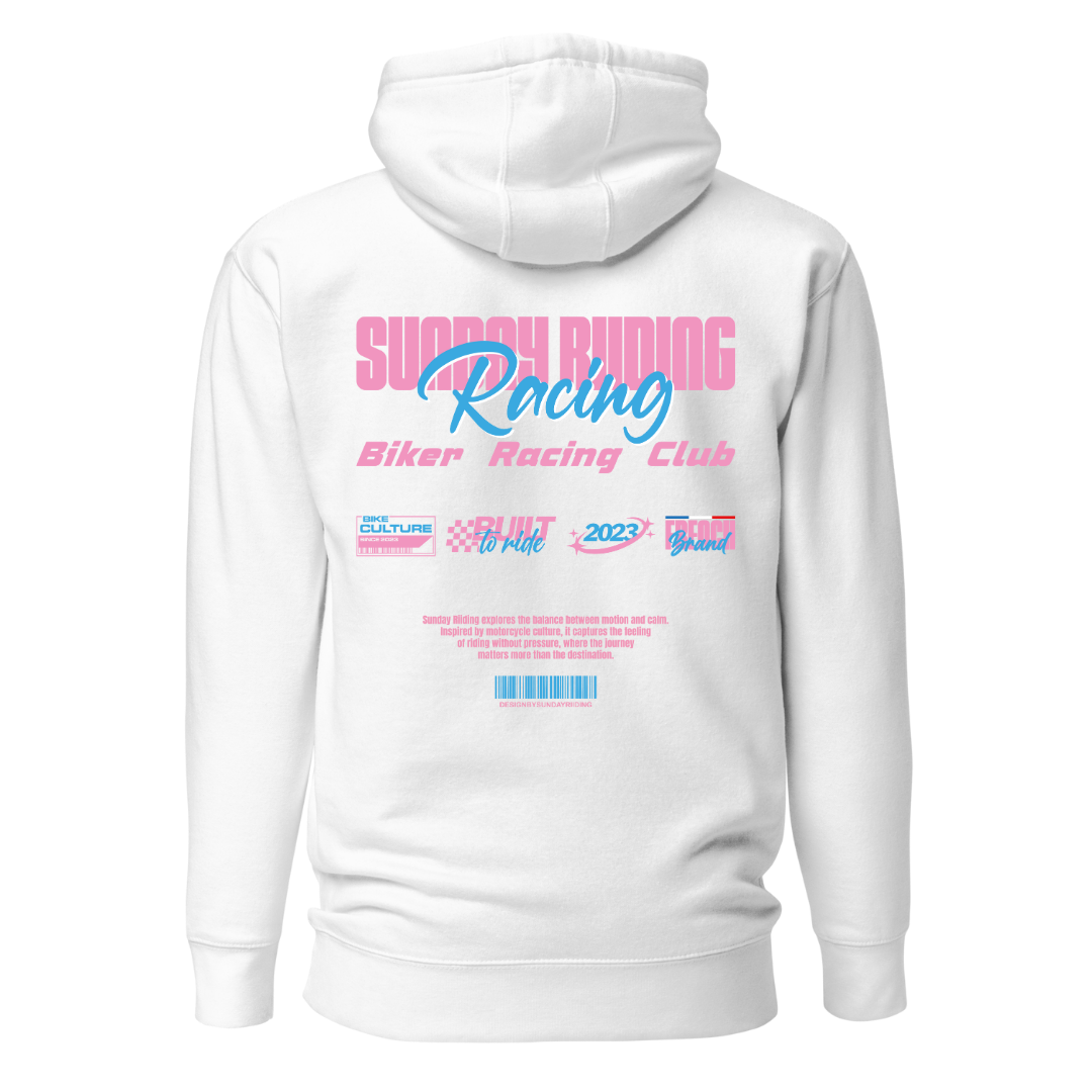 Hoodie Unisexe Blanc SR Racing Club
