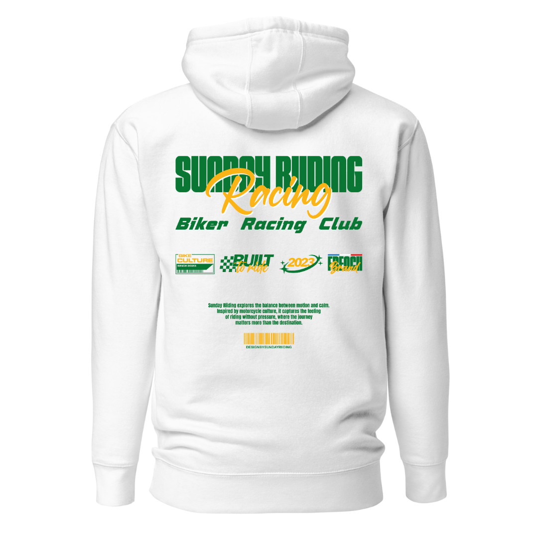 Hoodie Unisexe Blanc SR Racing Club
