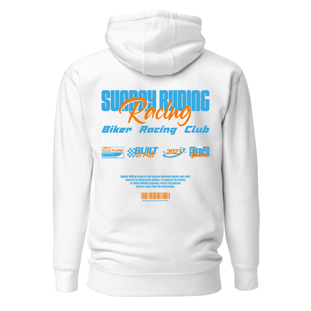 Hoodie Unisexe Blanc SR Racing Club